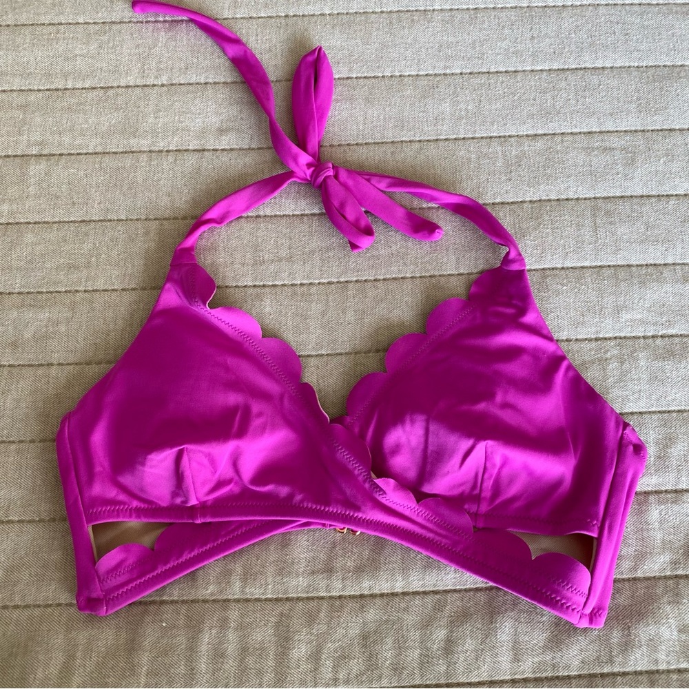 💙 Pink Scallop Bikini Halter Top Vanilla Beach from Target size Medium